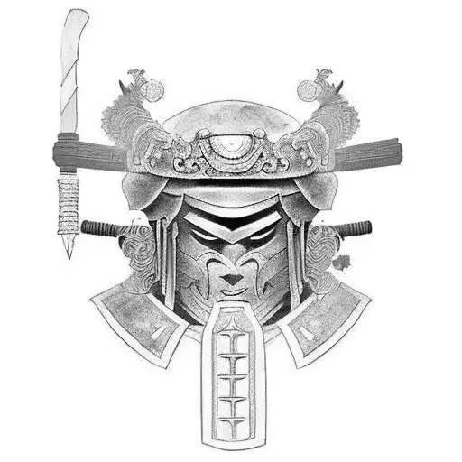 A fusion of a Samurai and a Roman gladiator in battle tattoo design idea