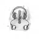 A tucan bird wearing headphones and surrounded by musical notes tattoo design idea