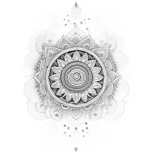 mandala sleeve wit sea animals and flowers tattoo design idea