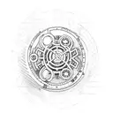  cogs with text "03DS05" tattoo design idea