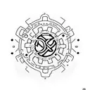  cogs with text "03DS05" tattoo design idea