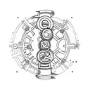  cogs with text "03DS05" tattoo design idea