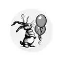 A playful bunny holding colorful balloons, standing in front of a castle while smoking a carrot  tattoo design idea