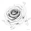 Combine a Japanese temple with rose petals tattoo design idea