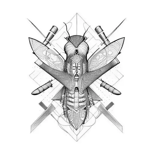 Fliegender Rabe symetrisch tattoo design idea