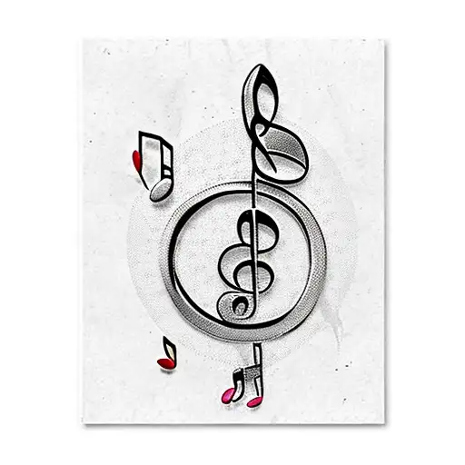 music note with mardi gras  tattoo design idea