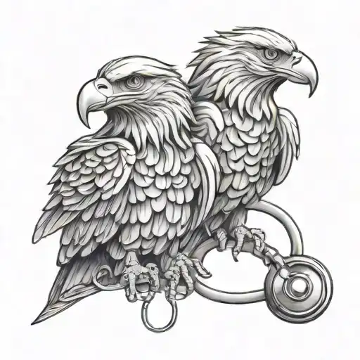 Eagles with stethoscope intertwined tattoo design idea