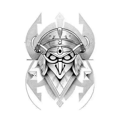 crow viking hieroglyph tattoo design idea