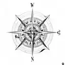 Compass, sea turtle, swallow tattoo design idea
