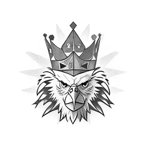 Face Cards King, Eagle Head, Crowned tattoo design idea