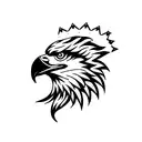 eagle head, crown, side profile tattoo design idea