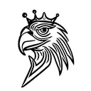 eagle head, crown, side profile tattoo design idea