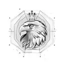 eagle head, crown, side profile tattoo design idea