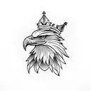 eagle head, crown, side profile tattoo design idea