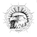 eagle head, crown, side profile tattoo design idea