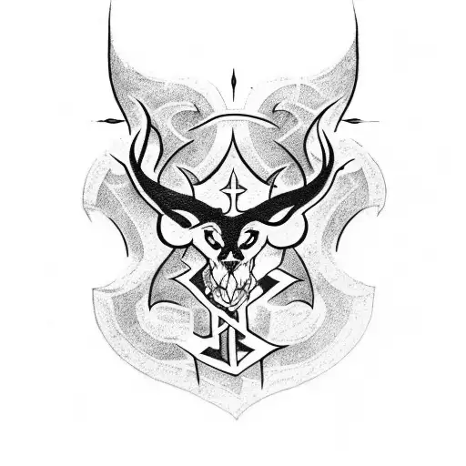 A tattoo design representing the strength and determination of cross fit with a touch of Harry Potter tattoo design idea