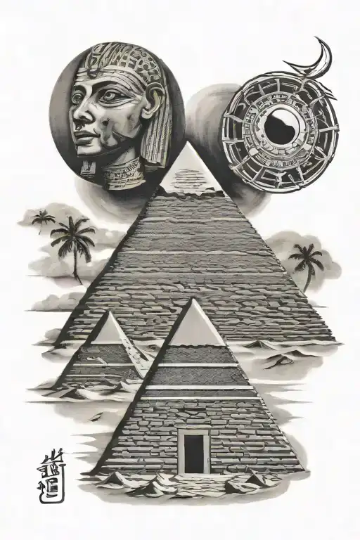 egypt pyramid moon tattoo design idea