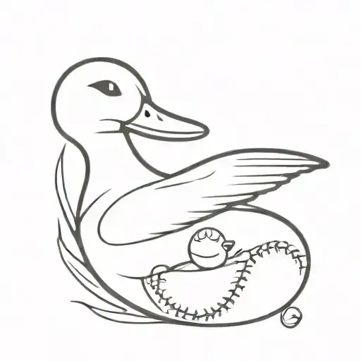 baseball and duck flying tattoo design idea