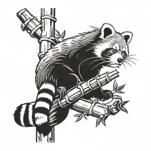 red panda climbing bamboo tree tattoo design idea
