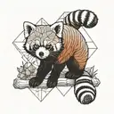 minimalist red panda climbing tattoo design idea