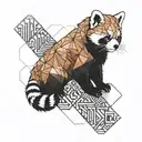 minimalist red panda climbing tattoo design idea