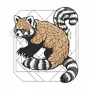 minimalist red panda climbing tattoo design idea