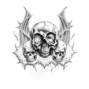avenged sevenfold, hell, skull, arcangel, chains, falling in reverse tattoo design idea