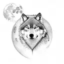 Wolf wood snow moon tattoo design idea