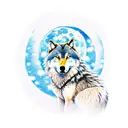 Wolf wood snow moon tattoo design idea