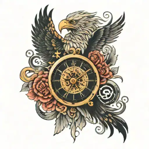 eagle zeus pegasus lion compass watch tattoo design idea
