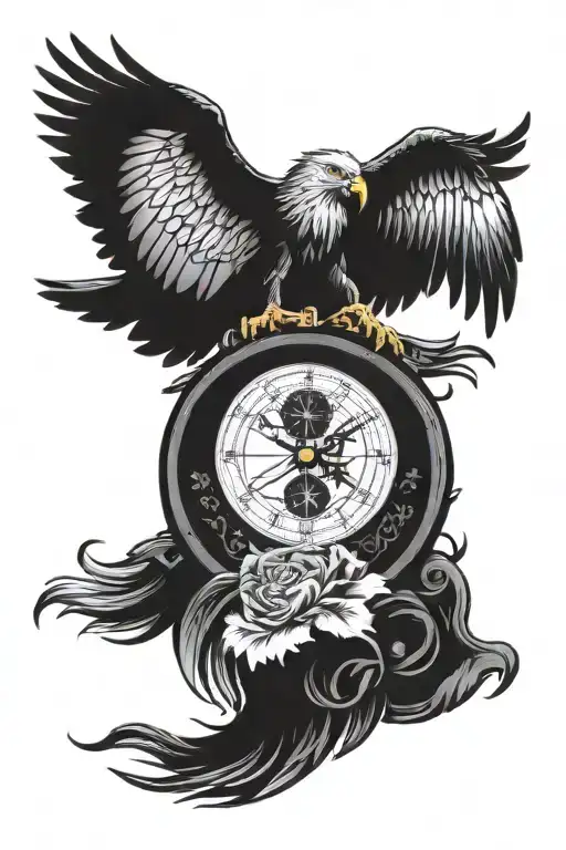 eagle zeus pegasus lion compass watch tattoo design idea