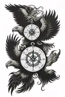 eagle zeus pegasus lion compass watch tattoo design idea