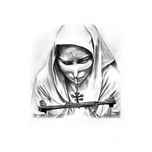  Plaque doctor, burn houses, bloodcrying nun tattoo design idea