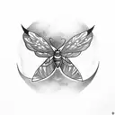 moth with moon for elbow tattoo design idea