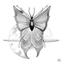 moth with moon for elbow tattoo design idea