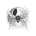 moth with moon for elbow tattoo design idea