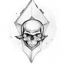 A skull emerging from an open book with Necronomicon symbols as pages tattoo design idea