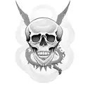 A stack of books with a skull on top, surrounded by intricate Necronomicon symbols tattoo design idea