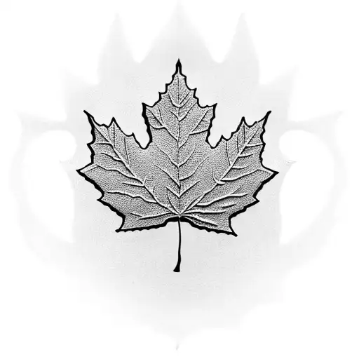 A majestic maple leaf with intricate lace-like patterns representing the fusion of Canada and the roman empire tattoo design idea