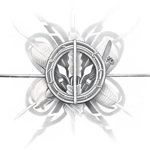 A lacrosse stick intertwined with a laurel wreath symbolizing victory and improvement tattoo design idea