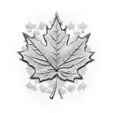 A majestic maple leaf with intricate lace-like patterns representing the fusion of Canada and the roman empire tattoo design idea