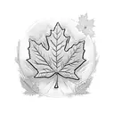 A majestic maple leaf with intricate lace-like patterns representing the fusion of Canada and the roman empire tattoo design idea