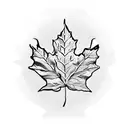 A majestic maple leaf with intricate lace-like patterns representing the fusion of Canada and the roman empire tattoo design idea