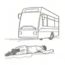 a man laying on the ground next to a bus tattoo design idea