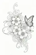 magic swirls, flowers, butterflies and dot work design tattoo design idea