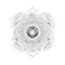 Dotwork mandala with a heart-shaped center representing self-love tattoo design idea