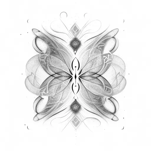 Abstract smoke patterns forming into mathematical symbols with butterflies fluttering around tattoo design idea