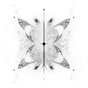 Abstract smoke patterns forming into mathematical symbols with butterflies fluttering around tattoo design idea