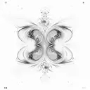 Abstract smoke patterns forming into mathematical symbols with butterflies fluttering around tattoo design idea