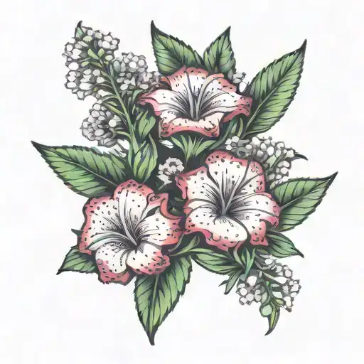 mountain range sweet william flower with a spade entwined tattoo design idea